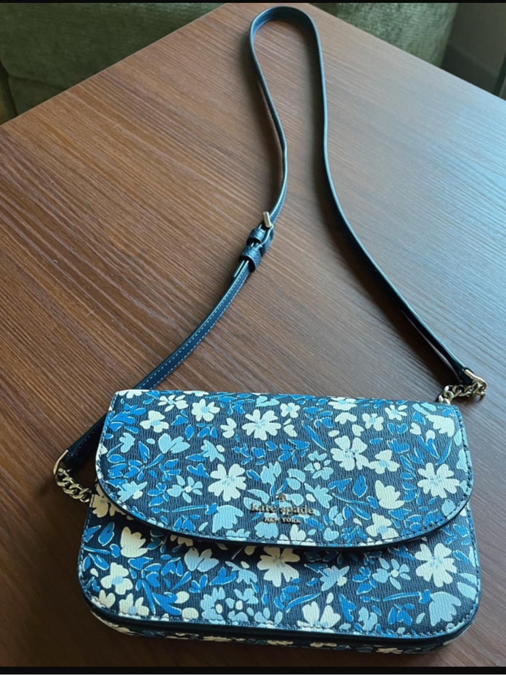 Kate Spade Kristi Shoreside Floral Print Flap Crossbody Blue Multicolor